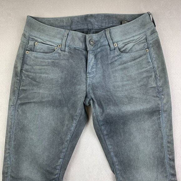 G Star Raw Womens Pants 28 Gray Blue Waxed Jeans 3301 Low Skinny Glitter 28x29 - Picture 3 of 13
